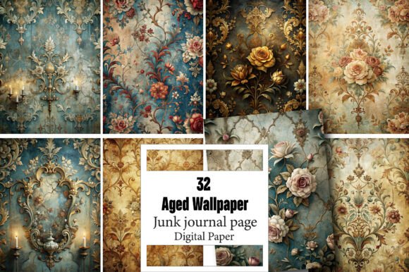 Aged Wallpaper Junk Journal Pages: A Versatile and Creative Resource