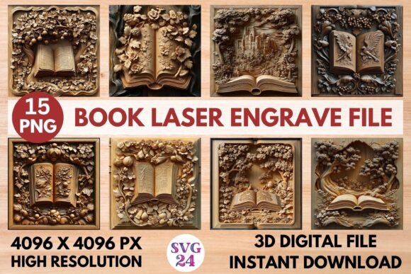 Book Laser Engrave File: A Premium PNG Design Asset