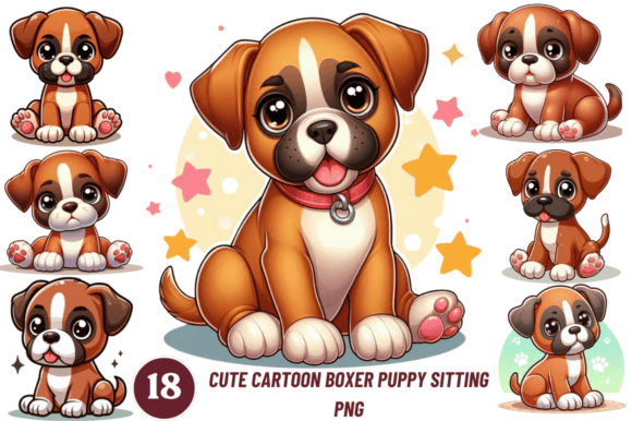 Bringing Your Creative Projects to Life with the Cute Cartoon Boxer Puppy Sitting PNG