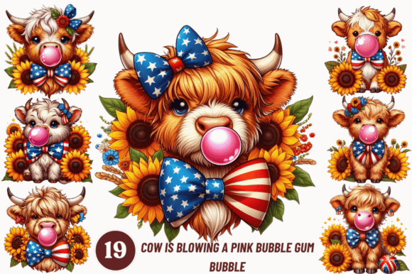 Cow Blowing a Pink Bubble Gum Bubble: Sublimation Design Fun