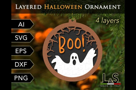 Create a Spooky Halloween Ghost Ornament with This 3D Layered SVG Cut File