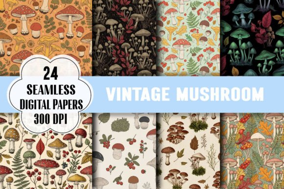 Discover the Timeless Charm of Vintage Mushroom Digital Pattern
