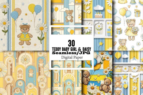 Embrace the Charm of Teddy Baby Girl Daisy Pattern for Your Creative Projects