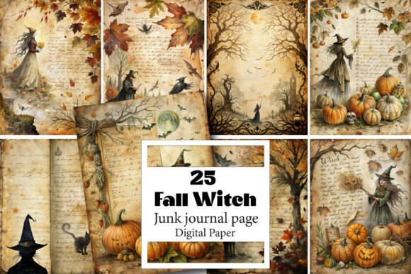 Embrace the Magic of Fall Witch Junk Journal Pages