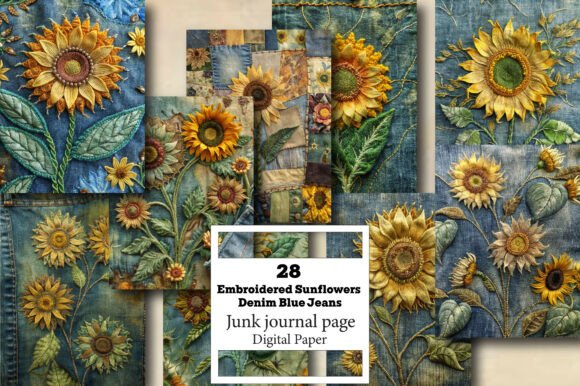 Embroidered Sunflowers Denim Blue Jeans: A Stylish and Versatile Choice