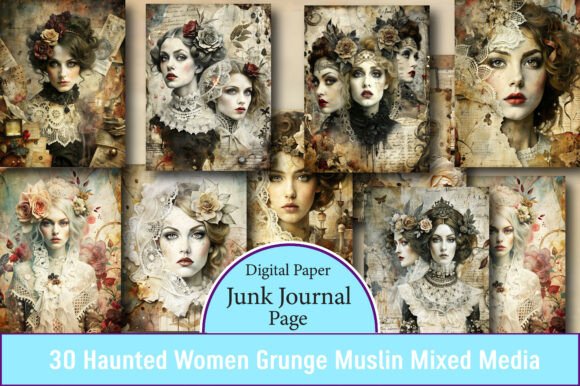 Explore Haunted Women Grunge Muslin Mixed Media