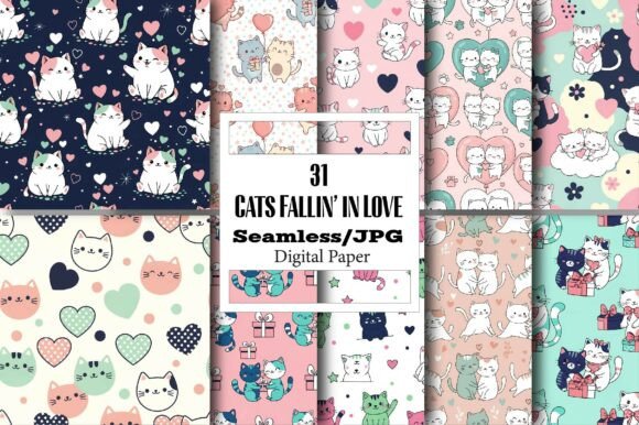 Explore the Charming Digital Paper Pack Cats Fallin in Love