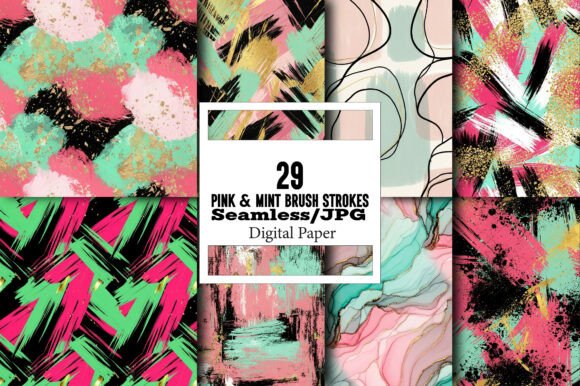 Exploring the Versatility of Pink Mint Brush Strokes Pattern in Creative Projects