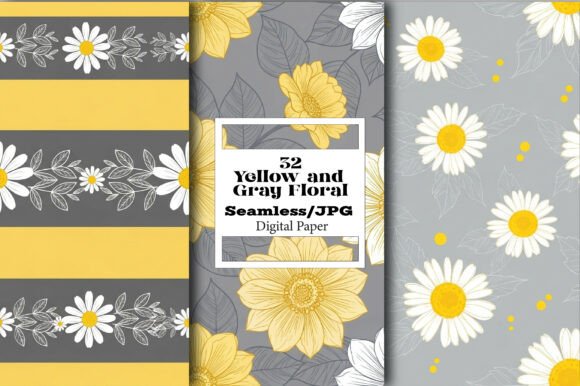 Exploring the Versatility of Yellow and Gray Floral Digital Paper