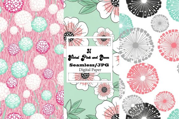 Floral Pink and Green Digital Paper: A Versatile Tool for Creative Projects
