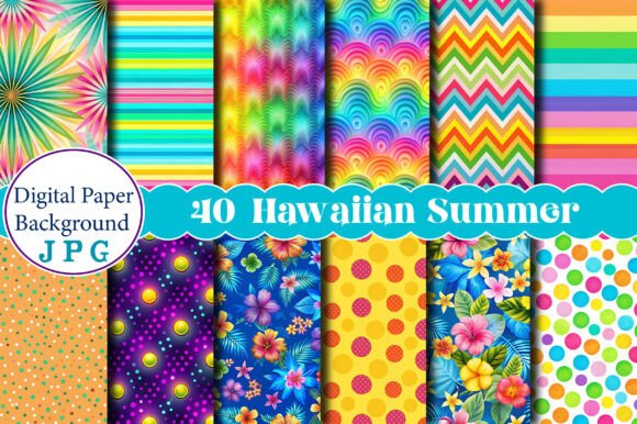 Hawaiian Summer Digital Papers for Creative Projects