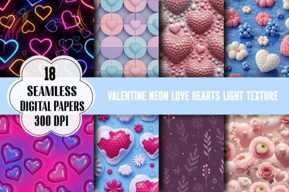 Illuminate Your Projects with the Valentine Neon Love Hearts Light Texture