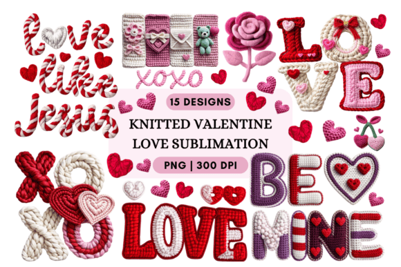 Infuse Warmth into Valentine Projects with Knitted Valentine Love Sublimation PNGs