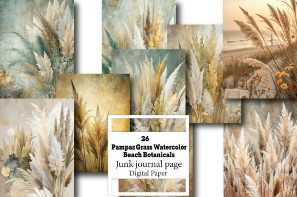 Pampas Grass Watercolor Beach Botanicals: A Versatile Tool for Creative and Professional Projects