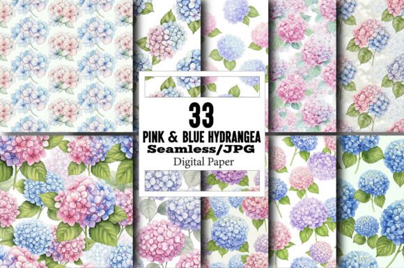 Pink Blue Hydrangea Digital Paper: A Versatile and Elegant Design Solution