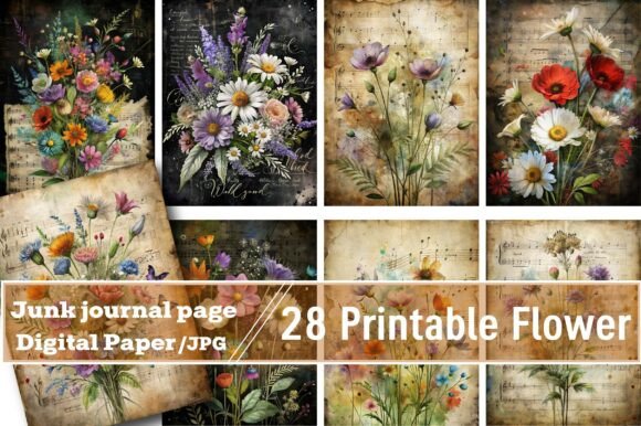 Printable Flower Journal Scrapbook Paper