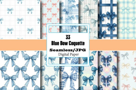 Seamless Blue Bow Coquette Digital Paper: A Versatile Tool for Creative Projects
