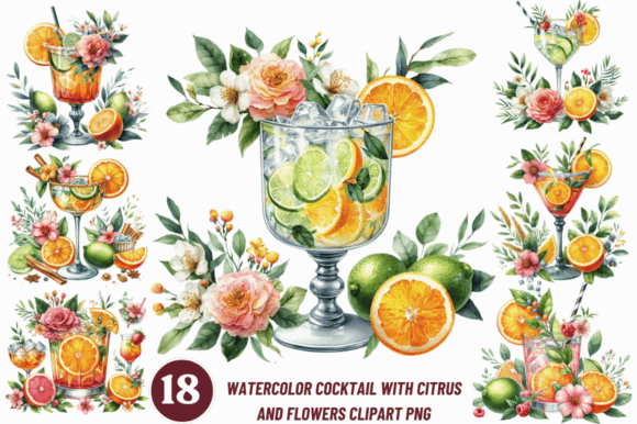 Transform Your Drinkware with the Watercolor Cocktail with Citrus Cliparts Design