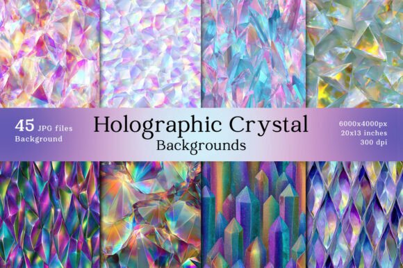 Unleash Creativity with 27 Holographic Crystal Backgrounds