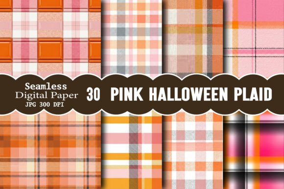 Unleash Creativity with Pink Halloween Plaid Digital Pattern