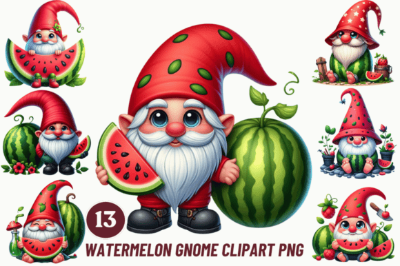 Unleash Your Crafting Creativity with the Watermelon Gnome Clipart PNG Bundle