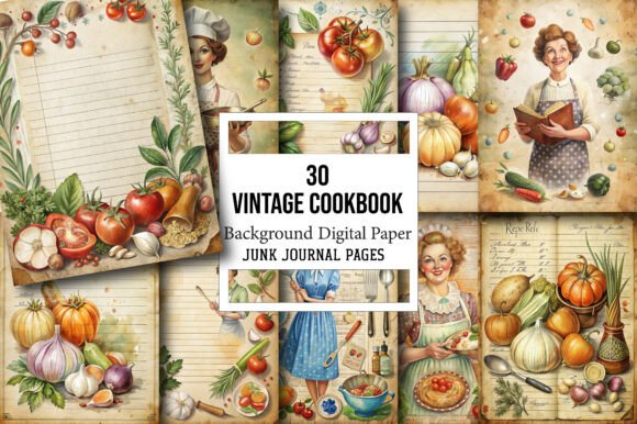 Vintage Cookbook Collage Sheet: A Creative Treasure