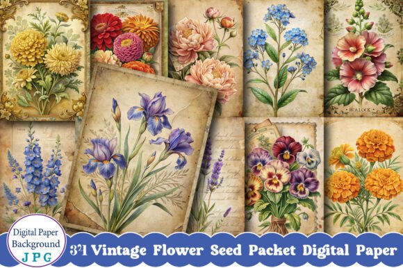 Vintage Flower Seed Packet Digital Paper: A Versatile and Charming Craft Resource