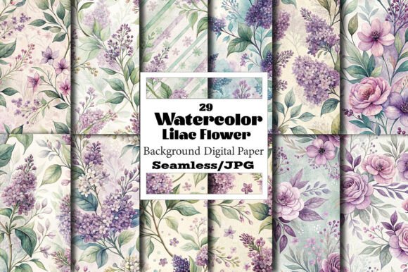 Watercolor LILAC FLOWER Patterns: A Versatile and Charming Design Choice